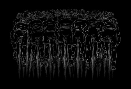 Stylized linear sketch of cyclist, athleteのイラスト素材