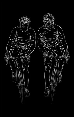 Stylized linear sketch of cyclist, athleteのイラスト素材