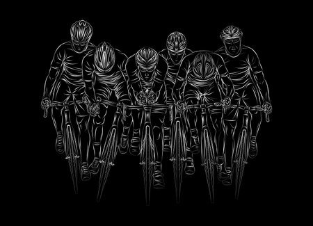 Stylized linear sketch of cyclist, athleteのイラスト素材