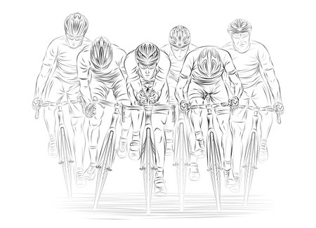 Stylized linear sketch of cyclist, athleteのイラスト素材