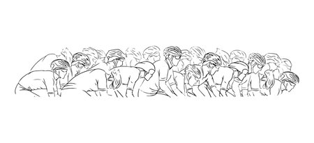 Stylized linear sketch of cyclist, athleteのイラスト素材