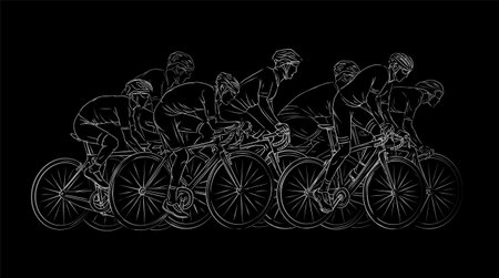 Stylized linear sketch of cyclist, athleteのイラスト素材