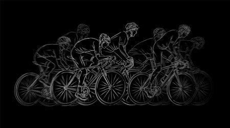 Stylized linear sketch of cyclist, athleteのイラスト素材