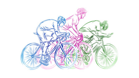 Stylized linear sketch of cyclist, athleteのイラスト素材
