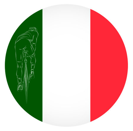 Cyclist on the background of the flag of Italy vectorのイラスト素材