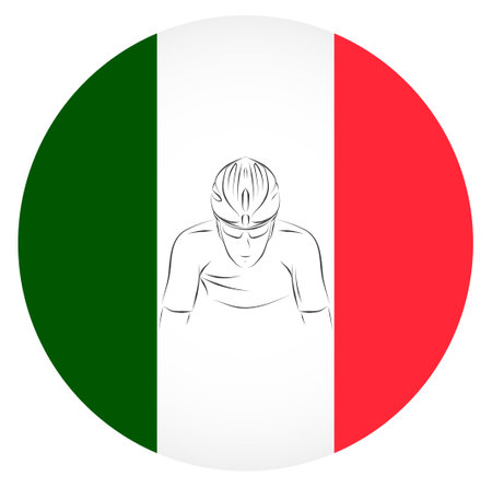 Cyclist on the background of the flag of Italy vectorのイラスト素材