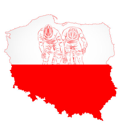 Bicycle race on the background of the map of Poland vectorのイラスト素材