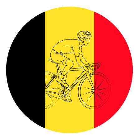 Cyclist on the background of the Belgium flag vectorのイラスト素材