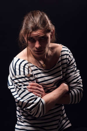 Young handsome man. Handsome men. Jeanswear. Casual style. Toned image.の写真素材