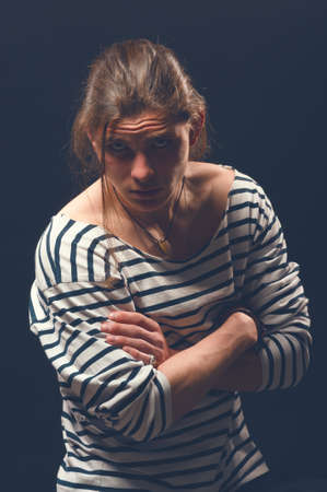 Rock and roll man. Guy in a rocker clothes. Rock style. Casual style. Toned image.の写真素材