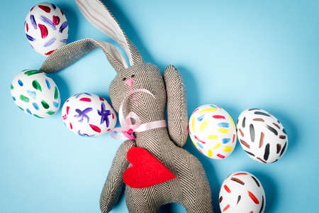Easter bunny on a blue background
