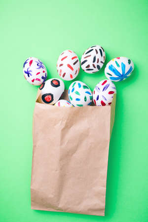 Easter eggs in a packetの写真素材