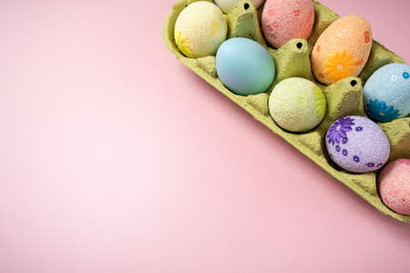 Easter eggs on a beautiful pink background