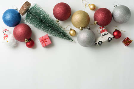 Christmas background of new year decorations 2021 on a light background.の写真素材