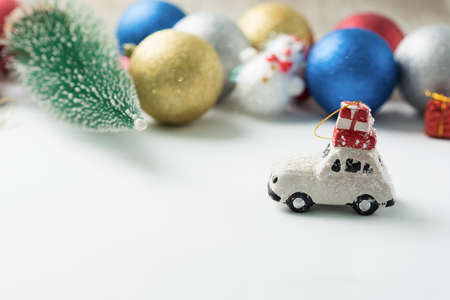 Christmas background of new year decorations 2021 on a light background.