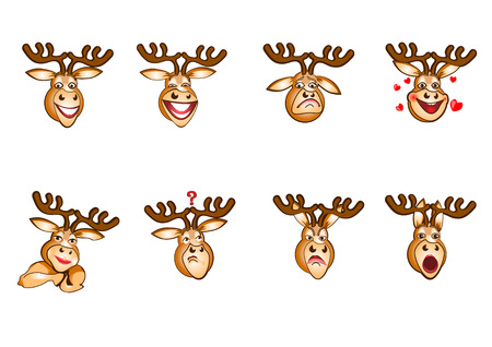 Deer Emoji, Deer Emotions, Emoji Deer set, Deer Stickers, Sticker emotionsのイラスト素材