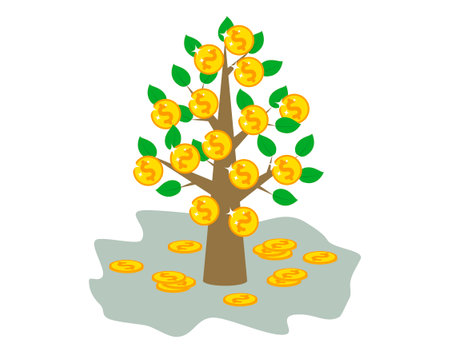 Money tree with gold coins. coin crop.のイラスト素材
