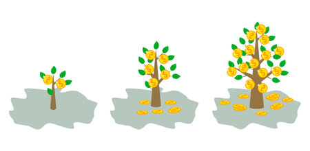 Money for growth. money tree. coin crop.のイラスト素材