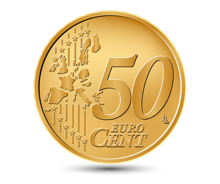 Fifty euro cent coin. reverse coin. vector illustration.のイラスト素材