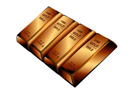 3d icon of gold bars on a white background. 3d illustration. Eps-10.のイラスト素材