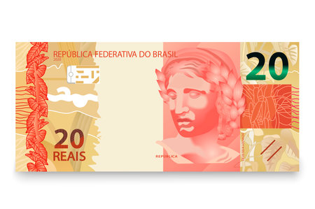 Banknote of twenty Brazilian money. brazil real. vector illustration.のイラスト素材