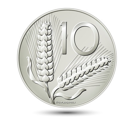 Ten Italian lire isolated on white background. vector illustration.のイラスト素材