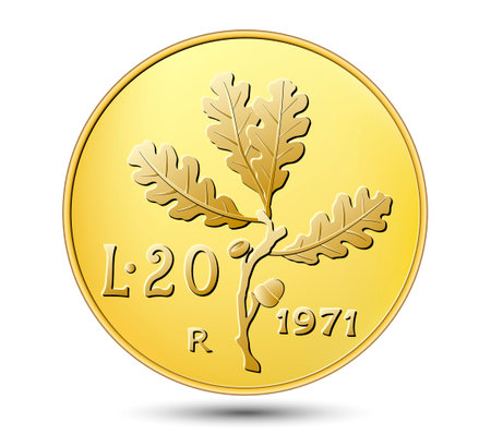 Twenty Italian lire isolated on white background. vector illustration.のイラスト素材