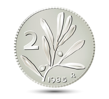 Two Italian lire isolated on white background. vector illustration.のイラスト素材