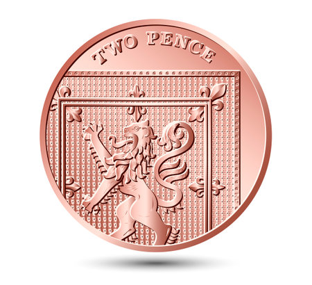 Two Pence coin isolated on a white background. vector illustration.のイラスト素材