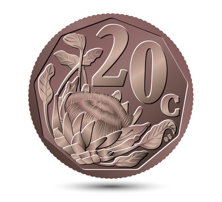 South African twenty cent coin isolated on white background. vector illustration.のイラスト素材