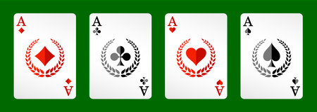 Four aces playing card suits set. Poker, gambling concept. Web design template for casino. Vector...