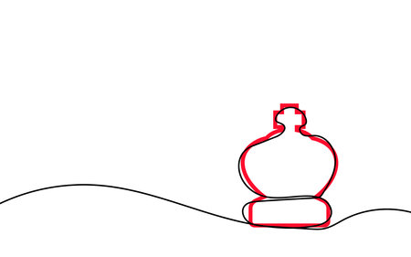 Chess king. Continuous one line drawing of chess king. Vector illustration.のイラスト素材