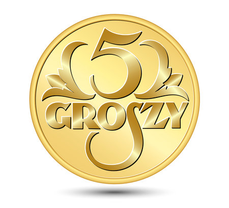 Reverse Polish money, five grosz coin. Vector illustration.のイラスト素材