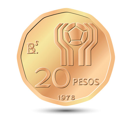 Twenty pesos. Argentine twenty pesos coin. Vector illustration.のイラスト素材