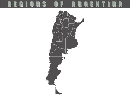 Argentina country map. Map of Argentina in gray color. Detailed gray vector map of Argentina by region.のイラスト素材