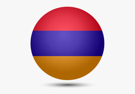 Flag of Armenia. Button flag icon. 3d icon. The circle icon. Vector illustration.のイラスト素材