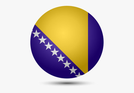 Flag of Bosnia and Herzegovina. Button flag icon. 3d icon. The circle icon. Vector illustration.のイラスト素材