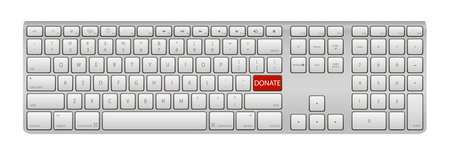 Computer keyboard - Donate. Donate button illustration. Donate key word on computer keyboard.のイラスト素材