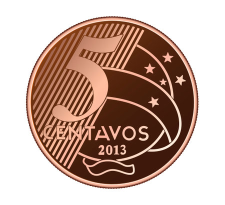 Brazilian "5 centavos de Real" coinのイラスト素材