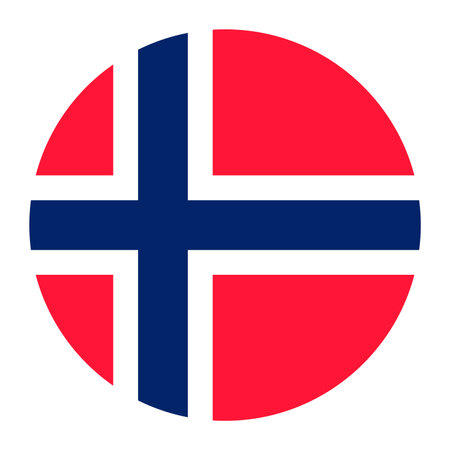 Round flag of Norway icon isolated on white background.のイラスト素材