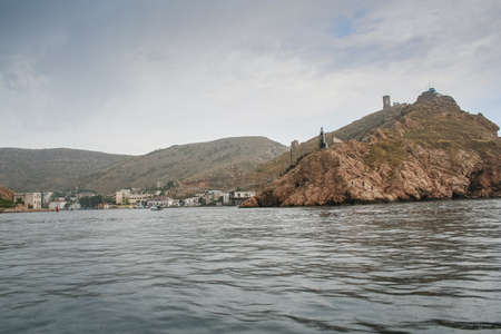 View of the Genoese fortress over the Bay of Balaklava near Sevastopol city (Crimea, Ukraine). September 2005のeditorial素材