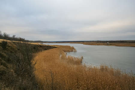 Pond near the town of Pology in the Zaporizhya region of Ukraine. January 2006の写真素材
