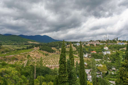 The slopes of the Crimean mountains in the village Gurzuf (big Yalta, Crimea, Ukraine). September 2007の写真素材