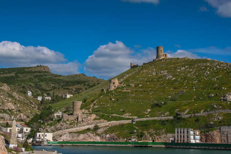 Genoese fortress above the harbour in Balaklava. Crimea, Ukraine. May 2017のeditorial素材