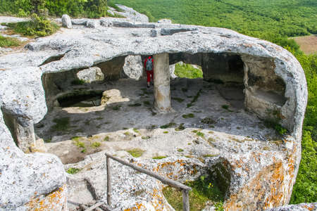 The ancient fortress Eski Kermen near Bakhchisarai village. Crimea, Ukraine. May 2008のeditorial素材