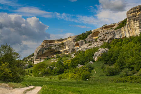 The ancient fortress Eski Kermen near Bakhchisarai village. Crimea, Ukraine. May 2008のeditorial素材