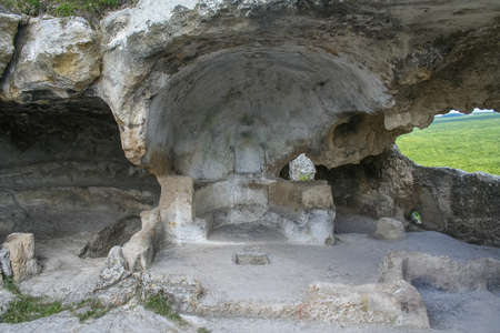 The ancient fortress Eski Kermen near Bakhchisarai village. Crimea, Ukraine. May 2008の写真素材