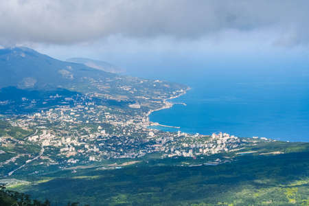 City view of Yalta to AI-Petri mountain. Crimea, Ukraine. May 2008のeditorial素材
