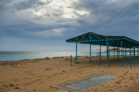 Port, promenade, beach in Feodosiya. Crimea, Ukraine. December 2008の写真素材