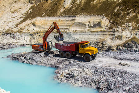 Extraction of clay refractory in the clay quarry near the town of Pology in the Zaporozhye region. Ukraine. May 2017のeditorial素材